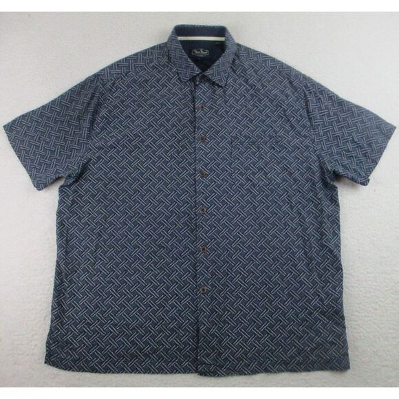 Nat Nast Shirt Mens L Silk Blend‎ Luxury Originals Button Up Short Sleeve Blue - Picture 1 of 7